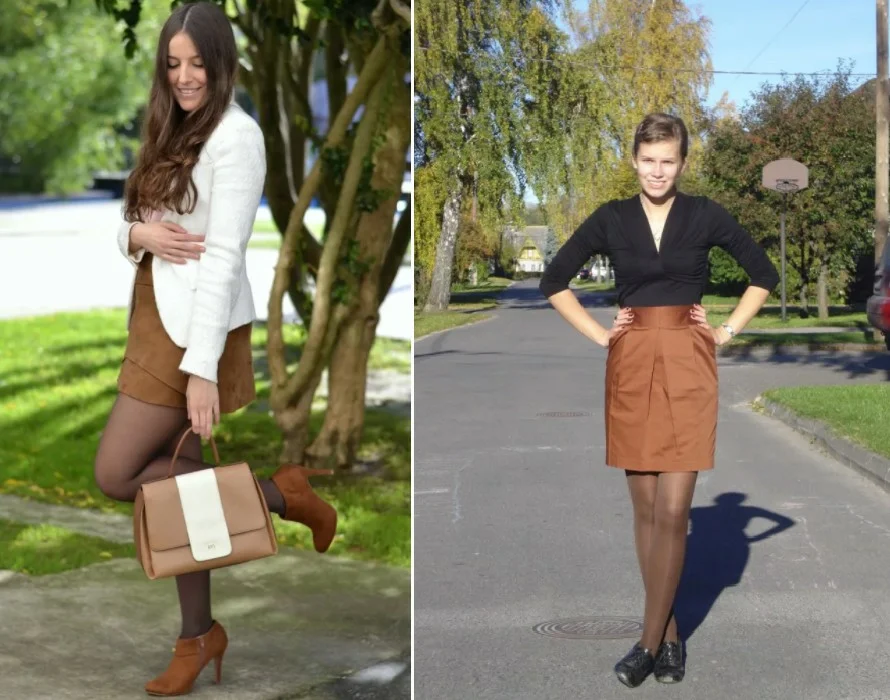 сочетание колготок с одеждой и обувью. цветные колготки с чем носить. бежевые колготки. черное платье с цветными колготками. образы с коричневыми колготками.