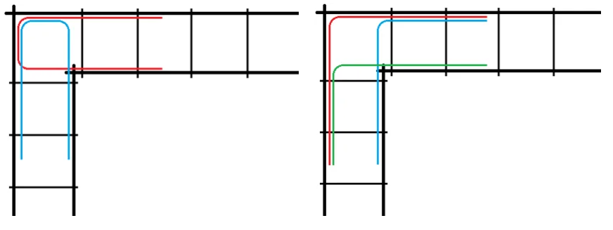 Схема вязки арматуры на углах