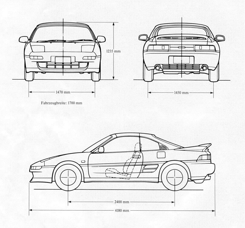 Размеры марка 2. Toyota mr2 1992.