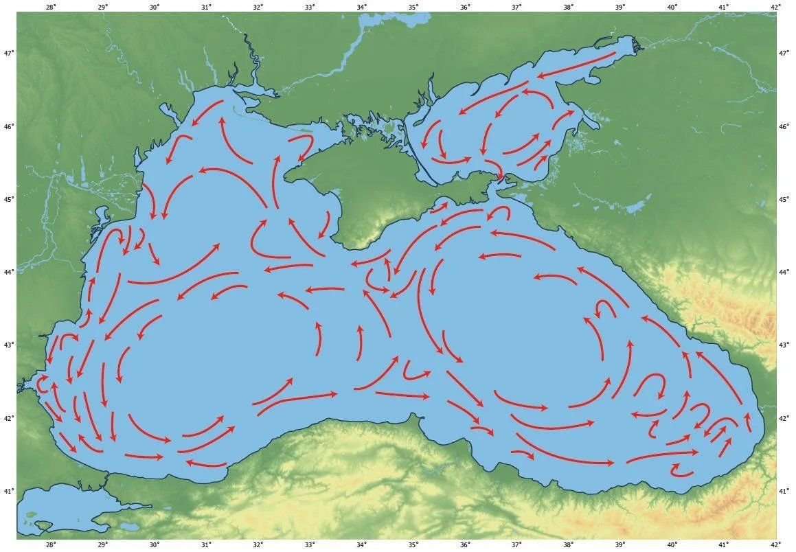 Карта течения морей