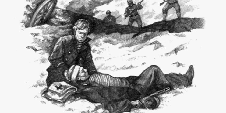 Рисунок санитарка и раненый