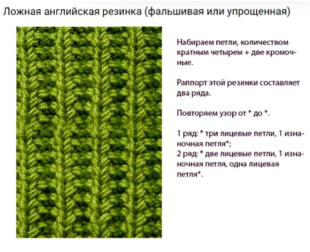 Резинка рисунок спицами