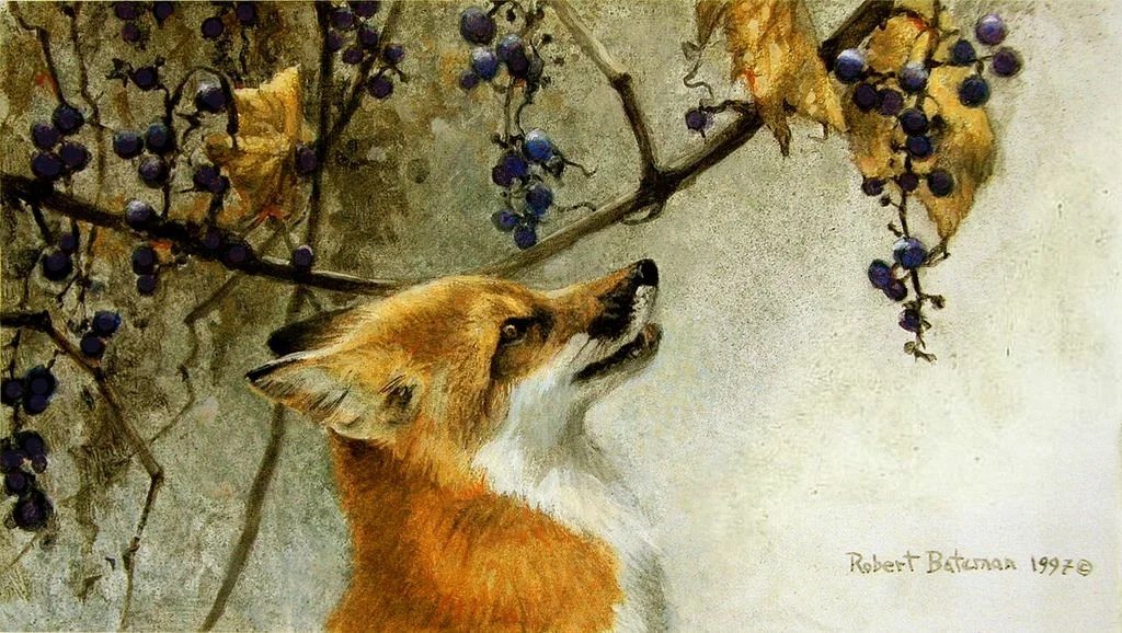 Лиса и виноград картина
