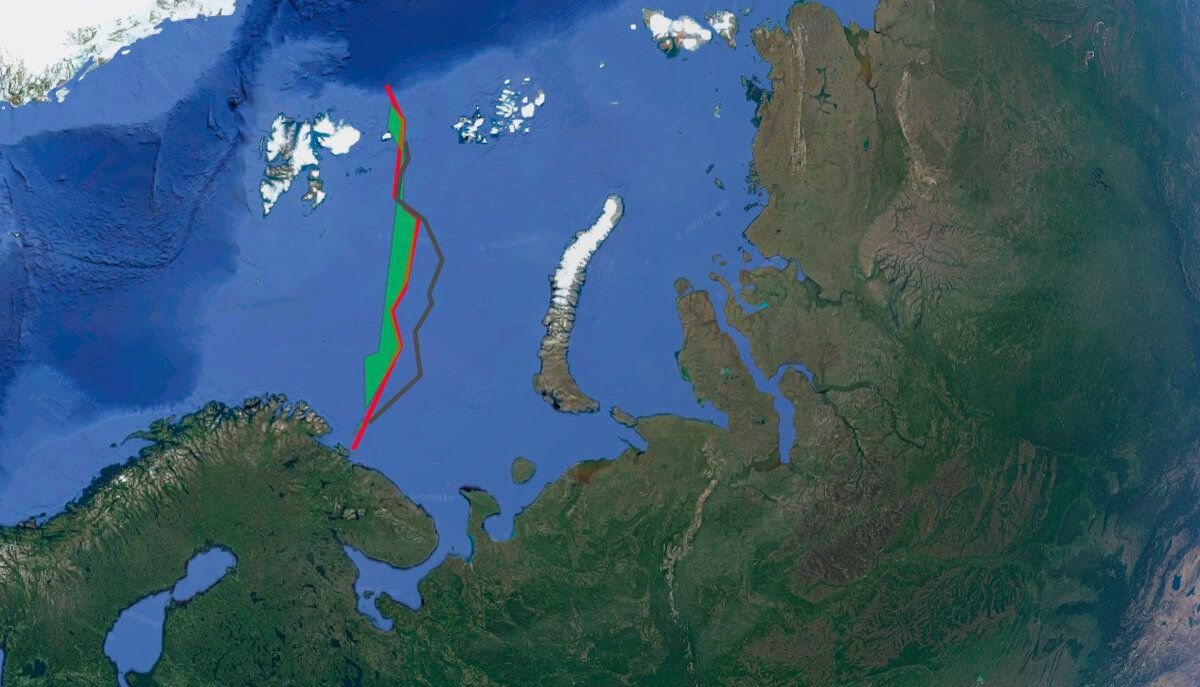 Граница между россией и норвегией. Граница РФ И Норвегии в Баренцевом море. Границы России в Баренцевом море. Акватория Баренцева моря отданная Норвегии. Демаркация российско-норвежской границы.