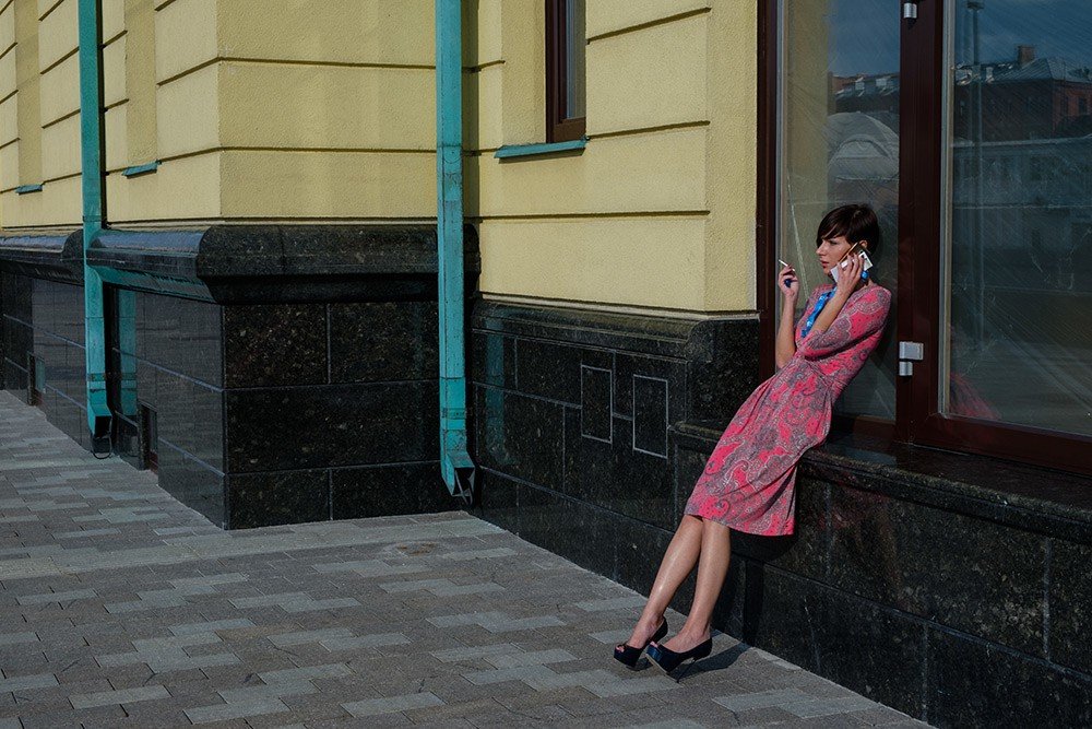 Телефонный разговор, Москва. Фотограф Вивиан дель Рио