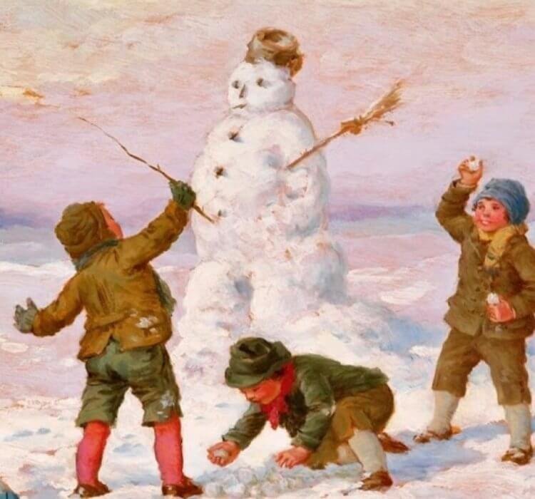 Лепка снеговика — одно из главных развлечений детей на протяжении многих лет