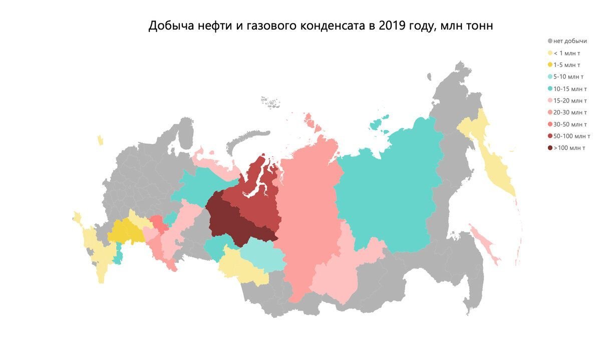 Карта нефти в россии