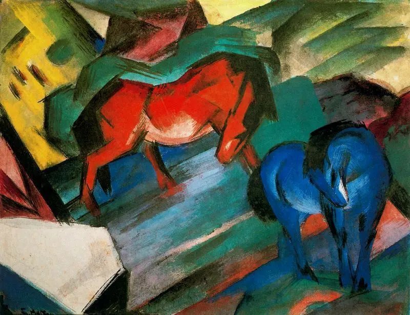 Франц Марк. Красный и синий конь 1912 г. Городская галерея в доме Ленбаха, Мюнхен