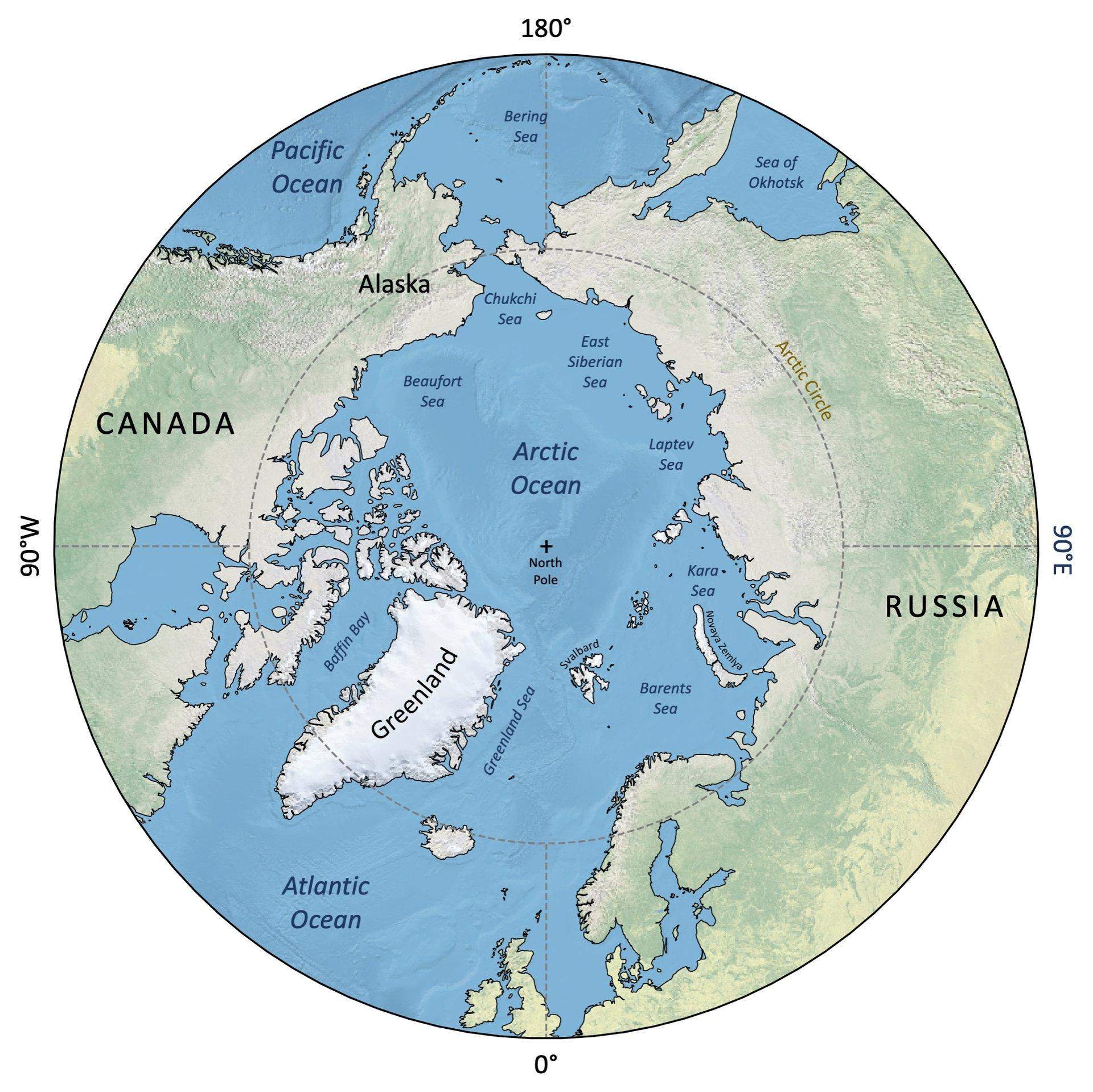 Карта Арктики географическая