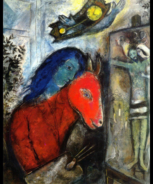 Марк Шагал. Автопортрет с часами перед распятием 1947 г. wikiart.org