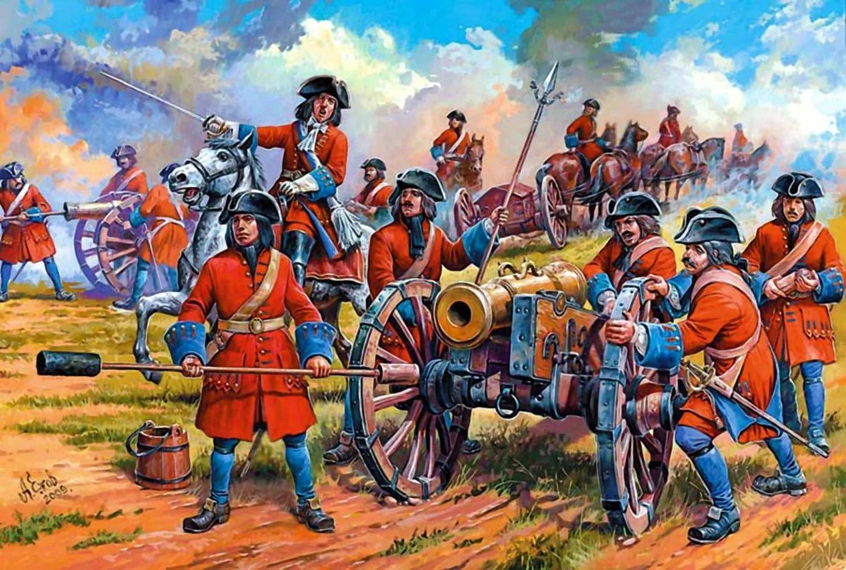 Артиллерия армии 1700 Петра 1