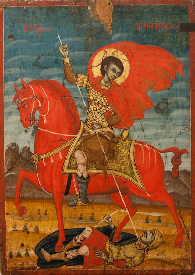Икона «Святой Дмитрий Солунский на коне». XVII век. Албанский музей средневекового искусства
