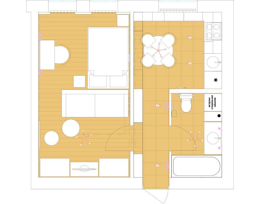 Дизайн однокомнатной квартиры 33 кв м в панельном доме без перепланировки фото