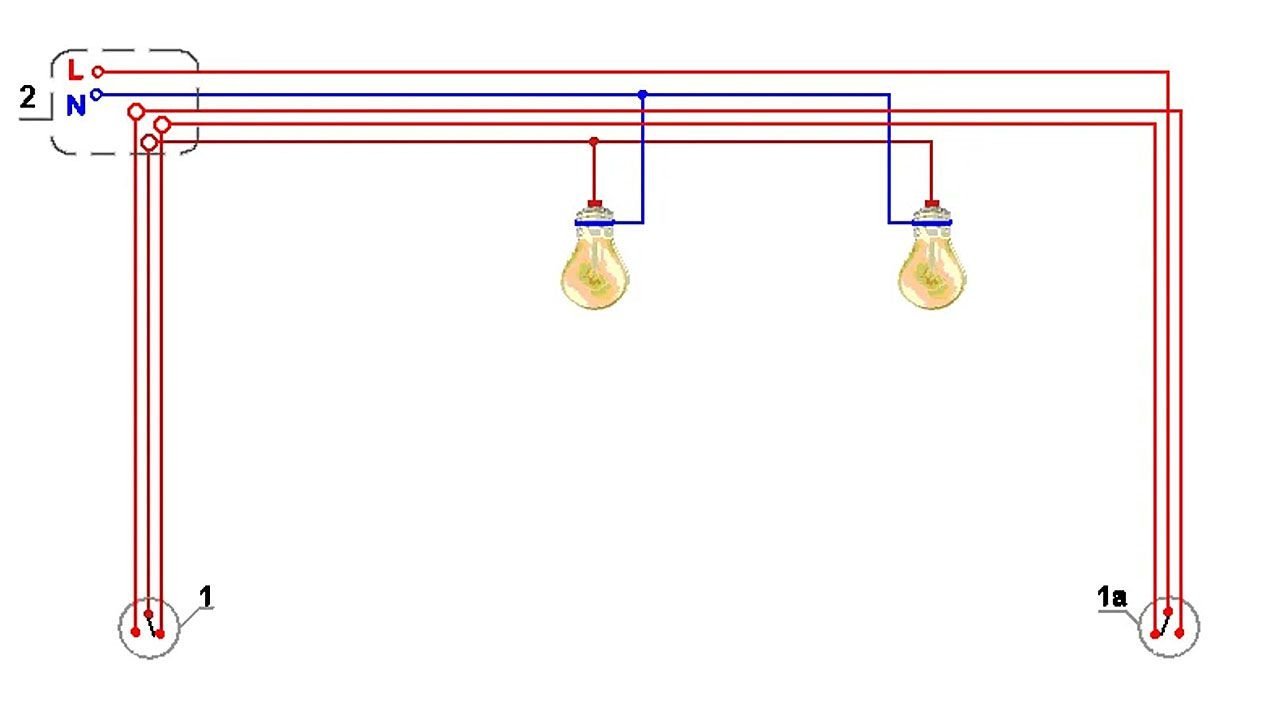 Как подключить лампочку на проходные выключатели. Схема включения проходных выключателей с 2 мест на две лампы. Схема соединения проходного выключателя на 2 лампочки. Схема подключения проходных выключателей на две лампочки. 2 Проходной выключателей 2 лампочки схема.
