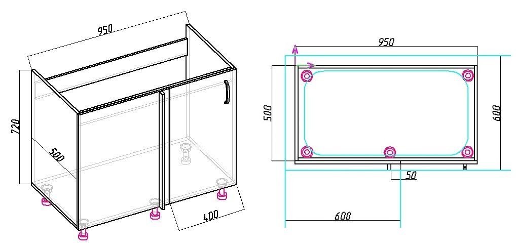 Тумба под мойку чертеж
