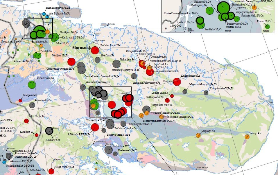 Геологическая карта кольского полуострова с полезными ископаемыми
