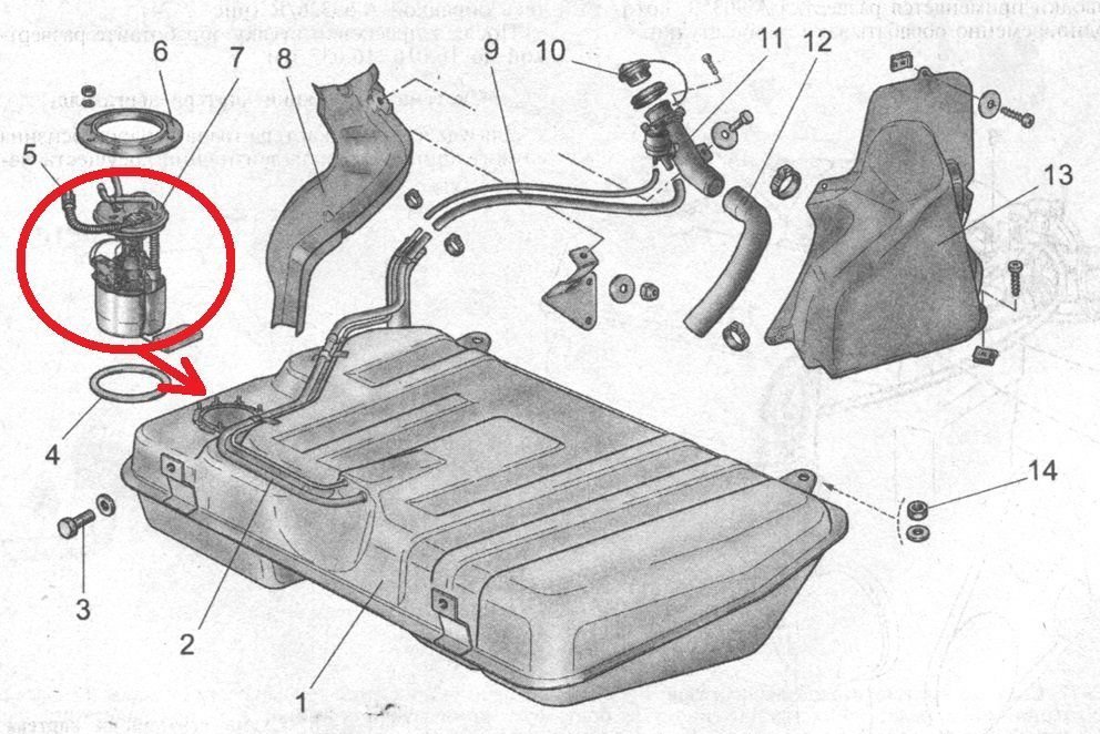 Нива 21213 бензобак схема