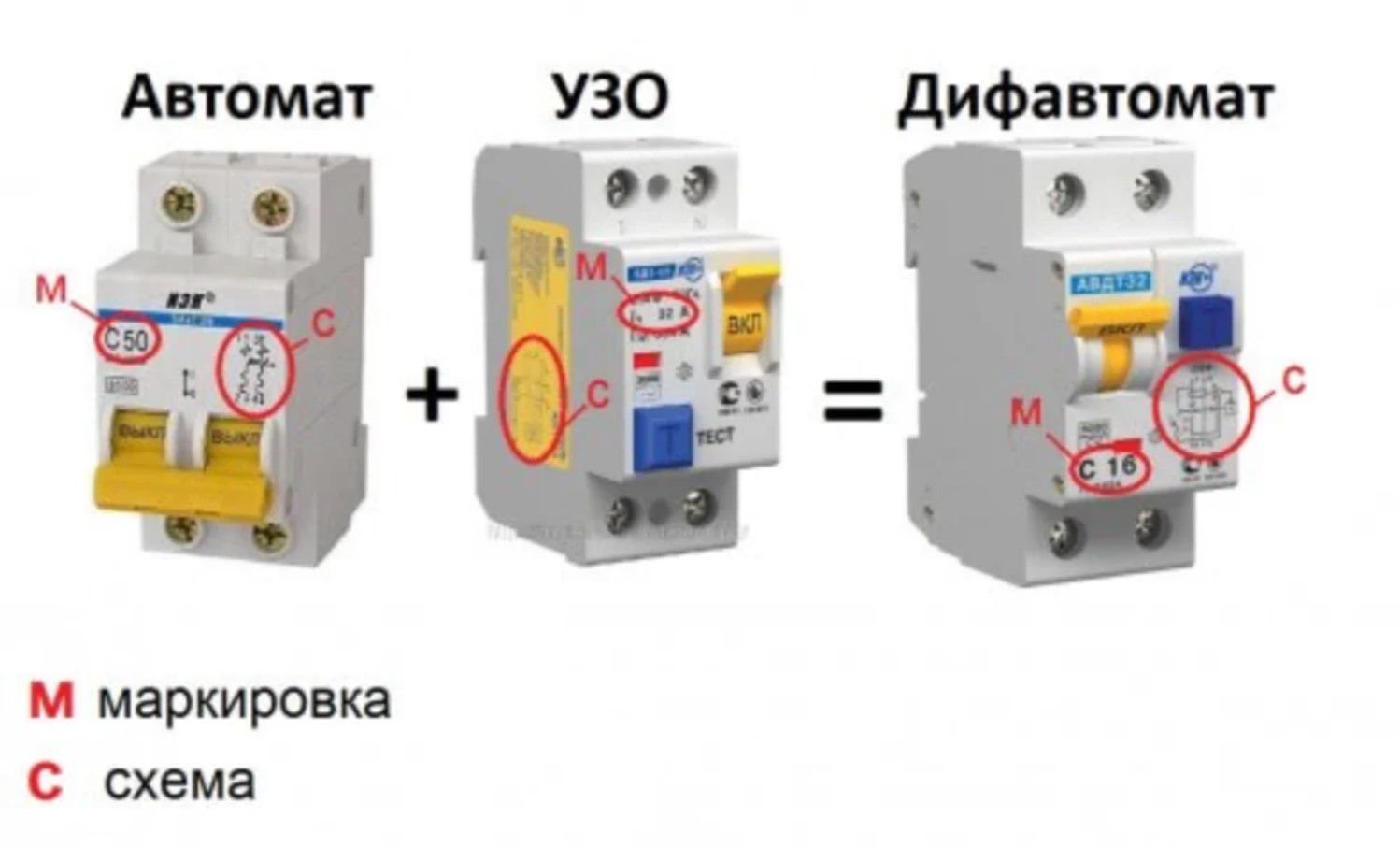 Схема узо и дифавтомат отличие