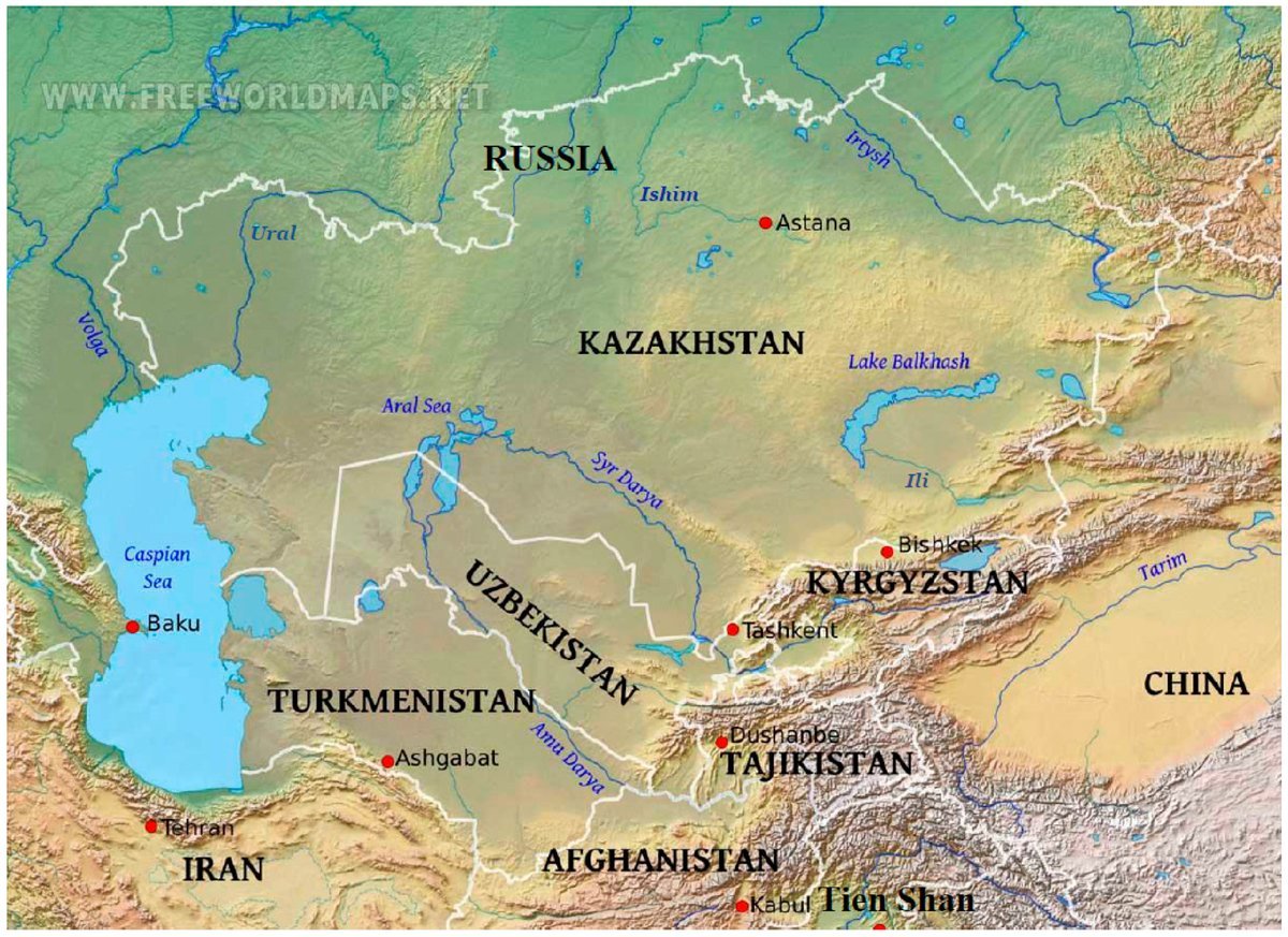 Карта гор центральной азии