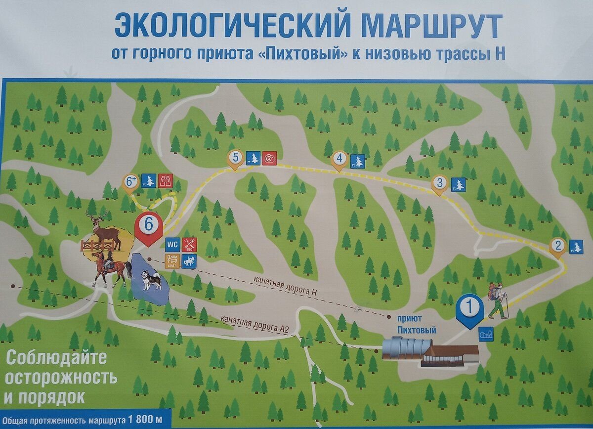 Карта пеших маршрутов красная поляна