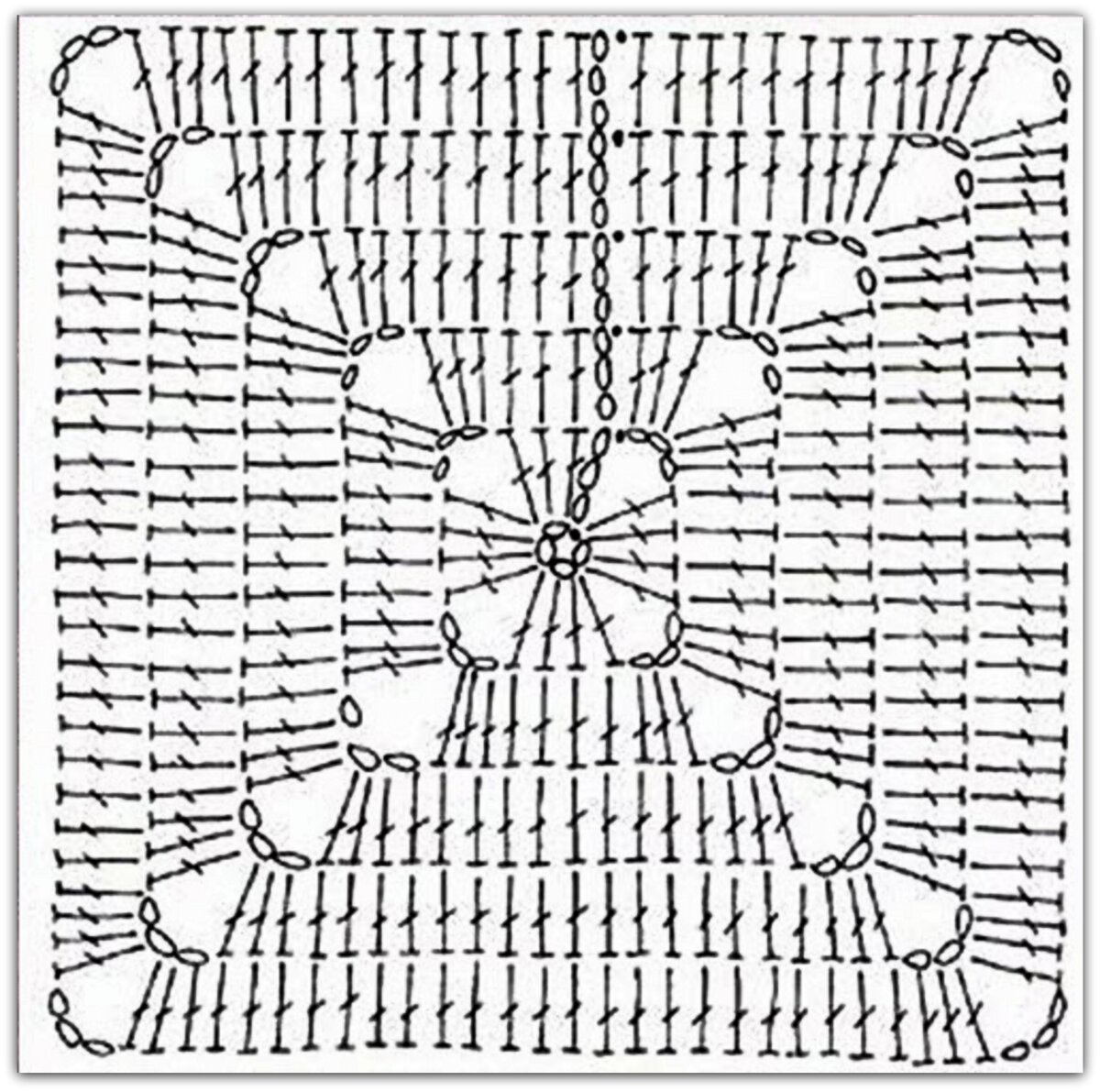 Красивый квадрат крючком схема