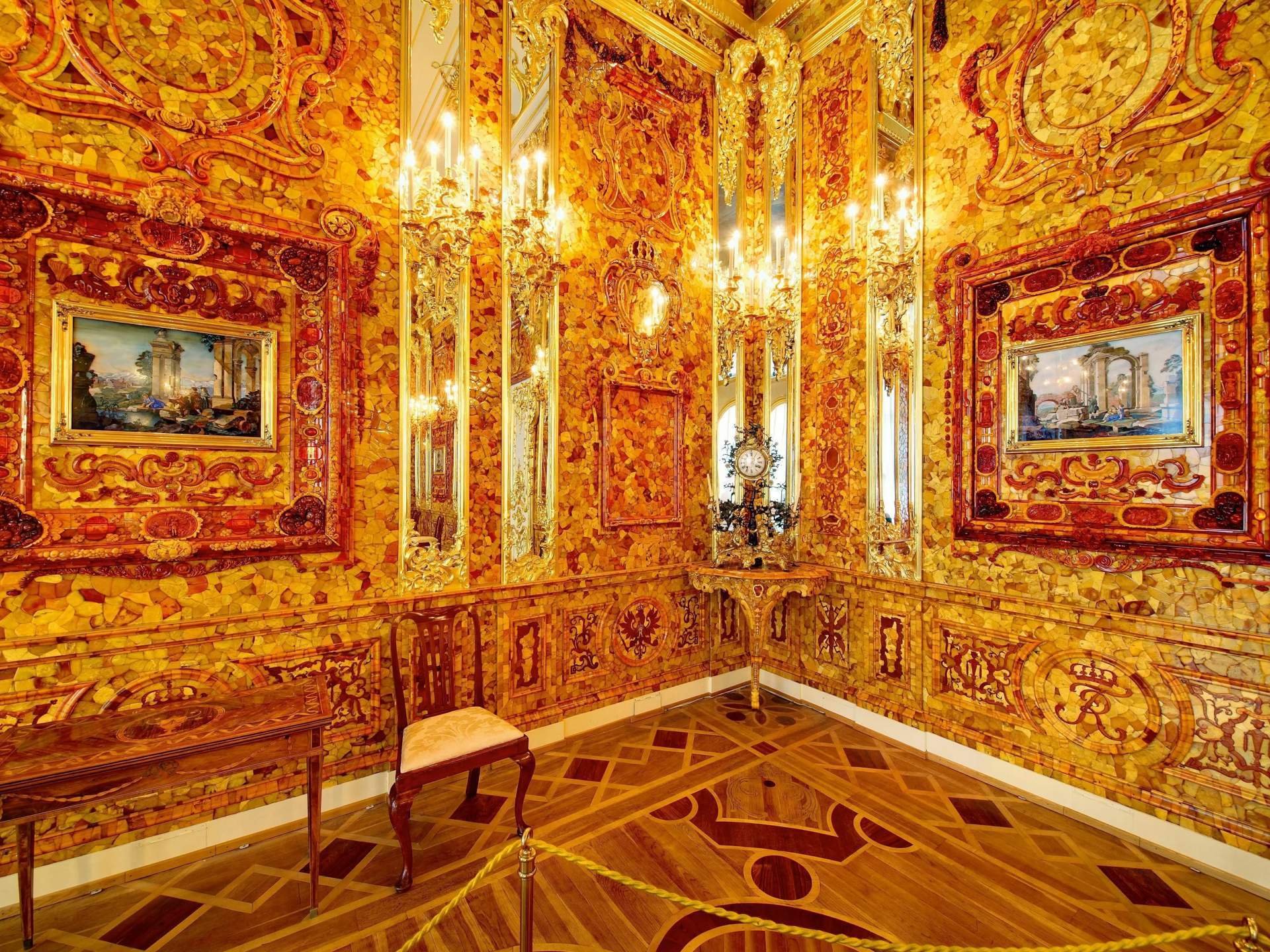 Как выглядела янтарная комната до войны фото