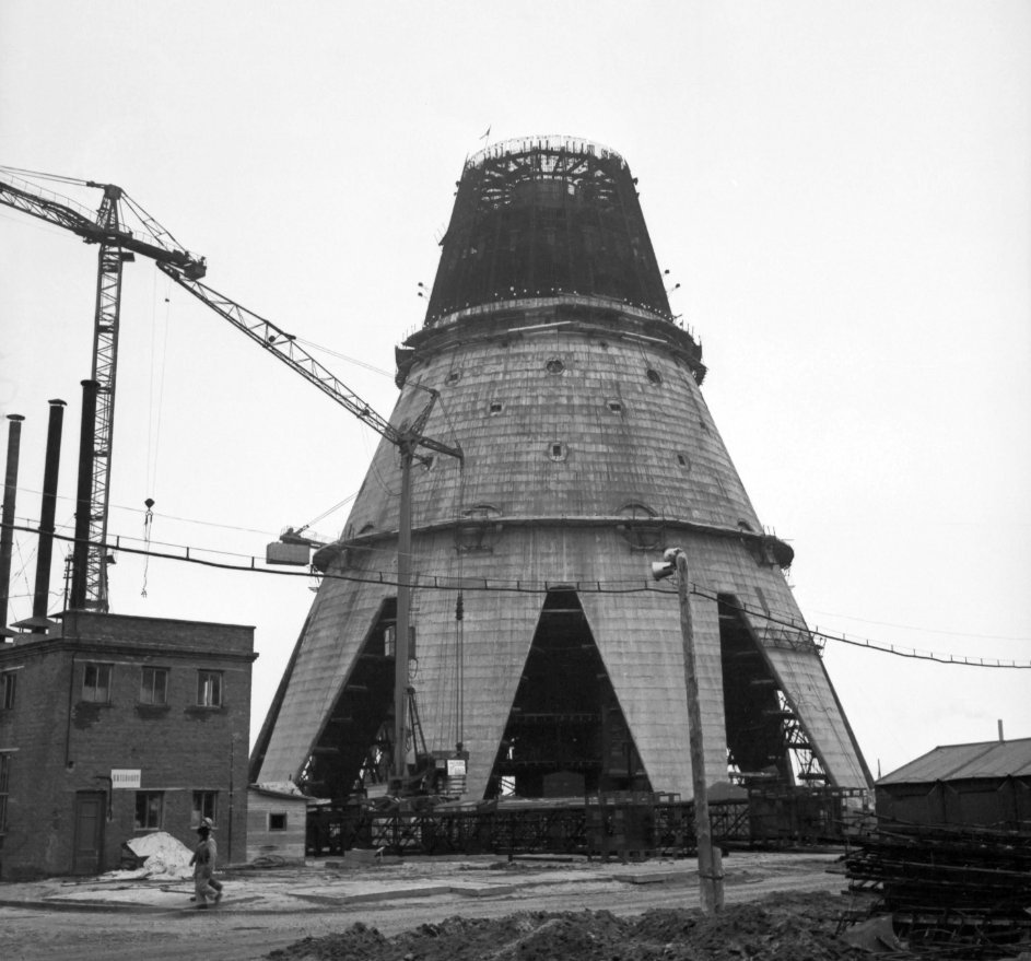 Фото строительства останкинской телебашни