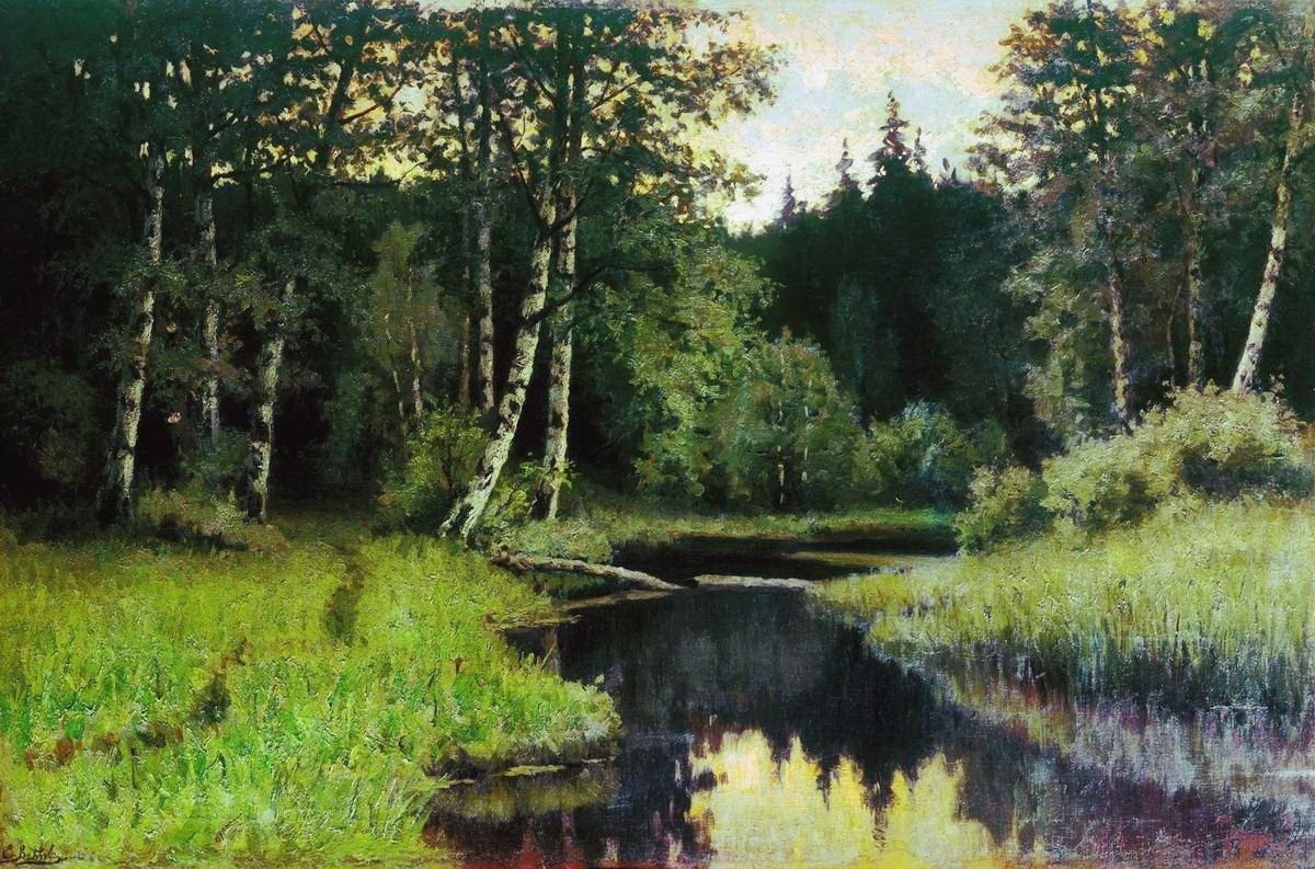 Описание картины лесное озеро
