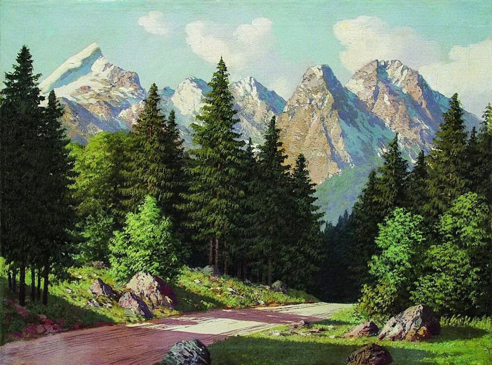 Гора пейзаж картина - 91 фото