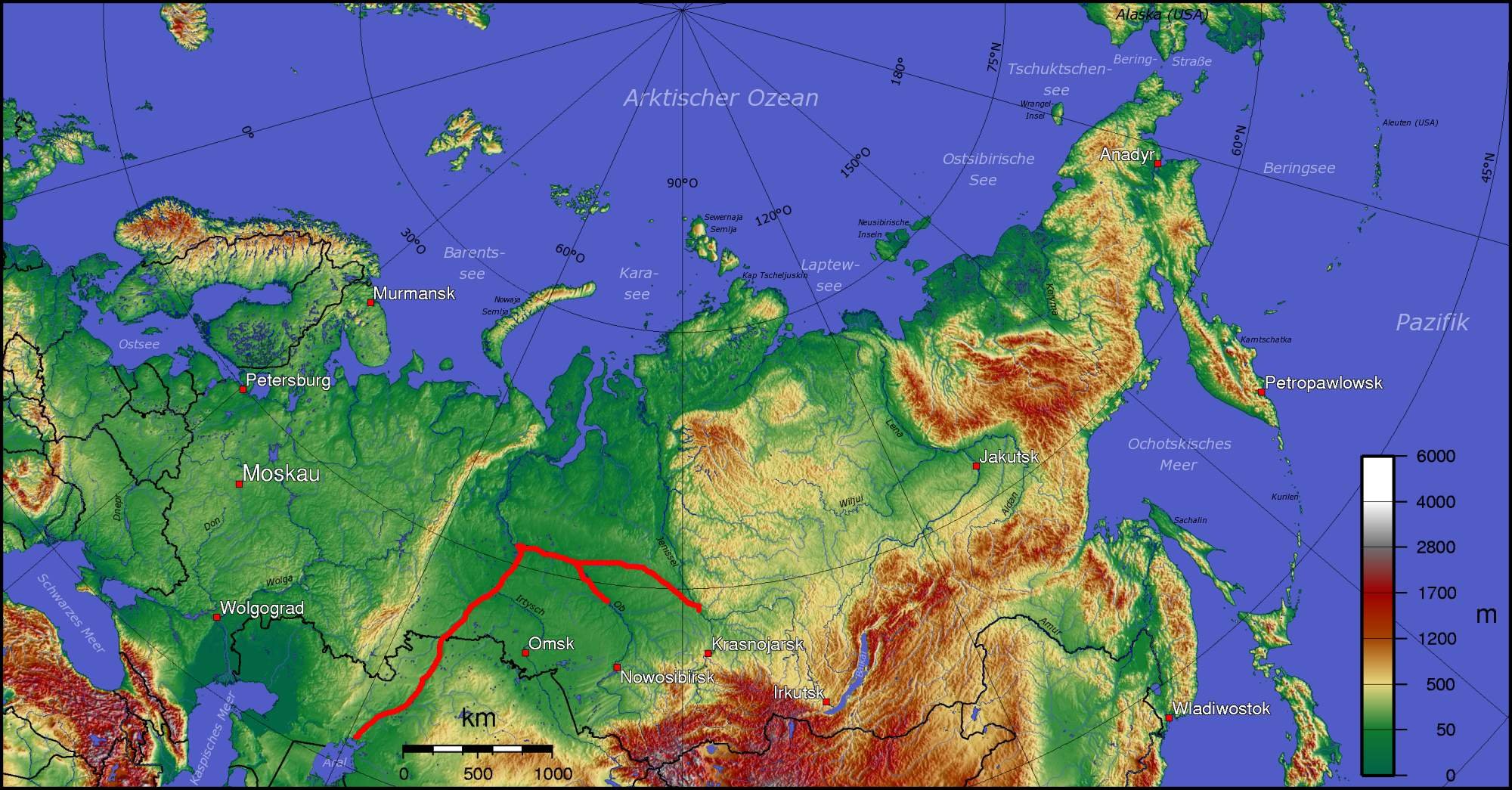 Речная карта сибири