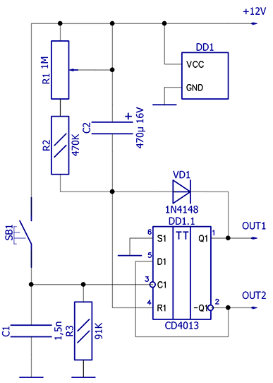 Cd4013 схема включения