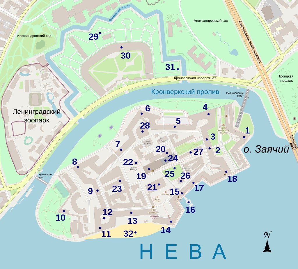 Петропавловская крепость карта спб
