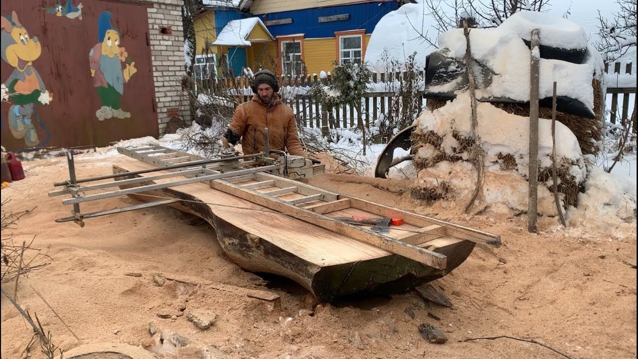 Табуретка из бревна бензопилой