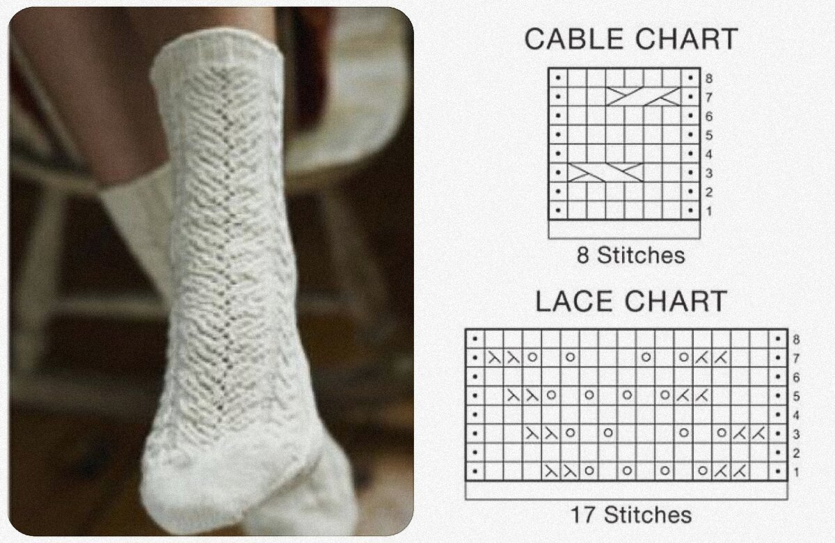 Ажурные носки спицами со схемами
