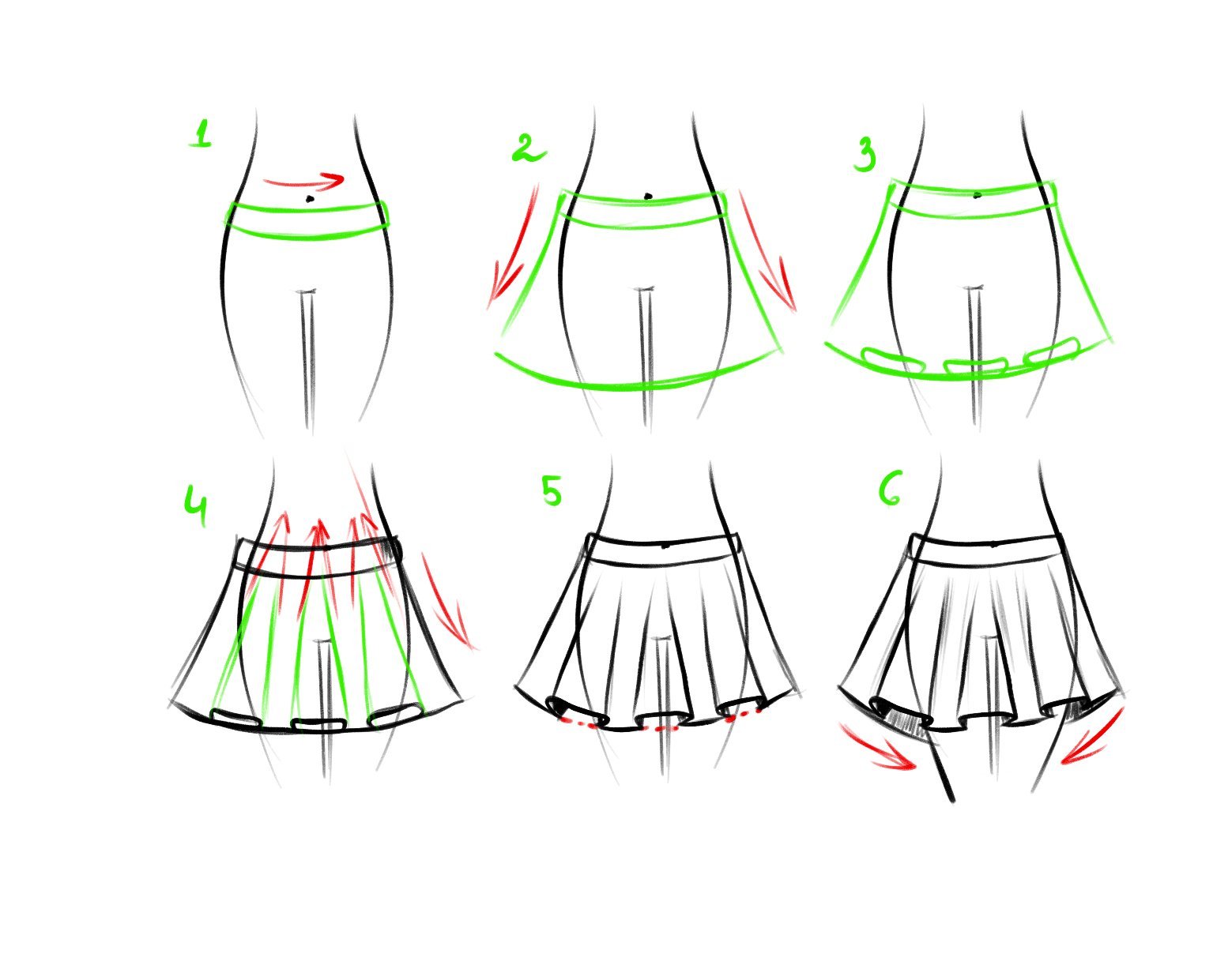 Как рисовать юбки аниме