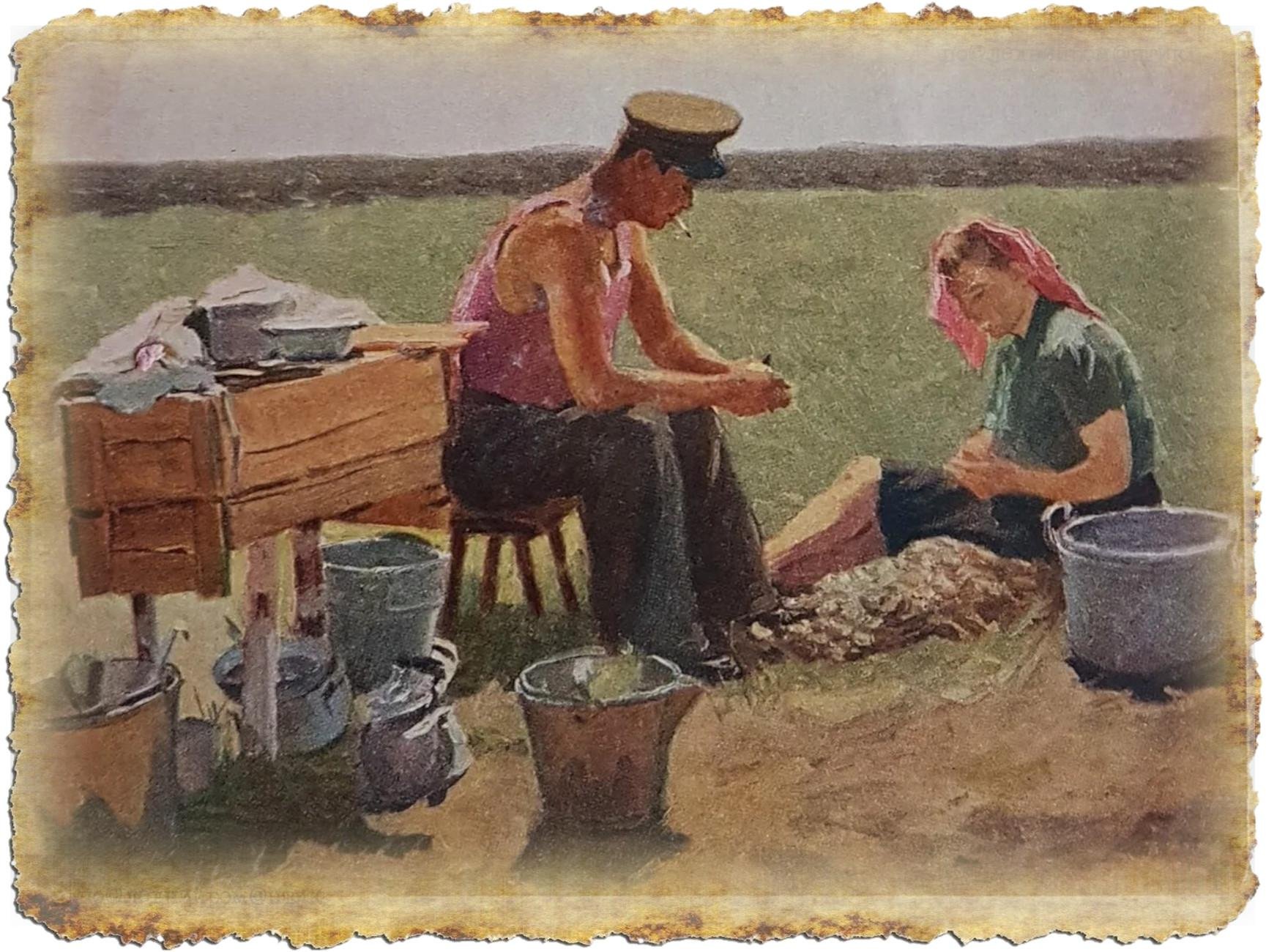 Картины обед в поле