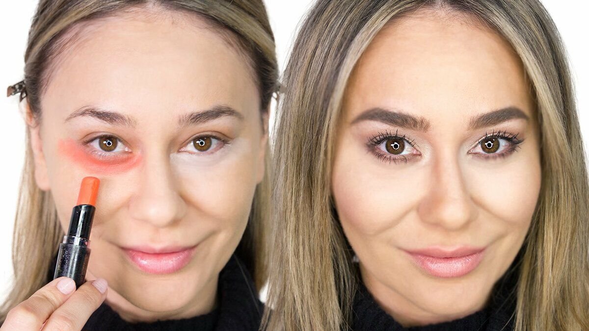 Как убрать мешки под глазами с помощью макияжа фото до и после