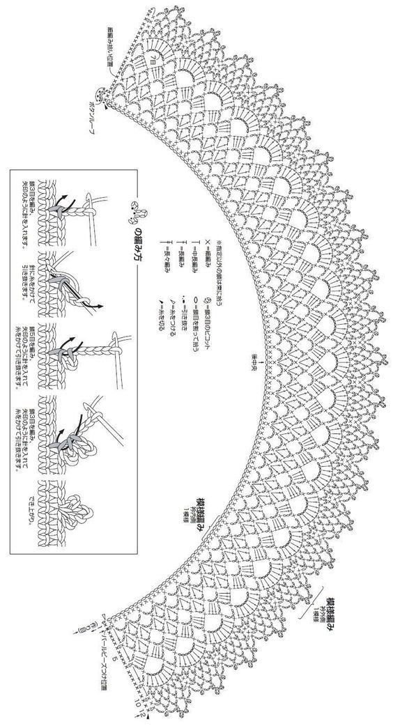Ажурный воротничок крючком схема