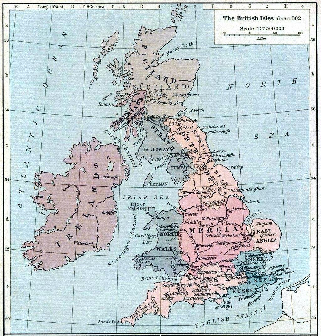 Карта англии 7 век
