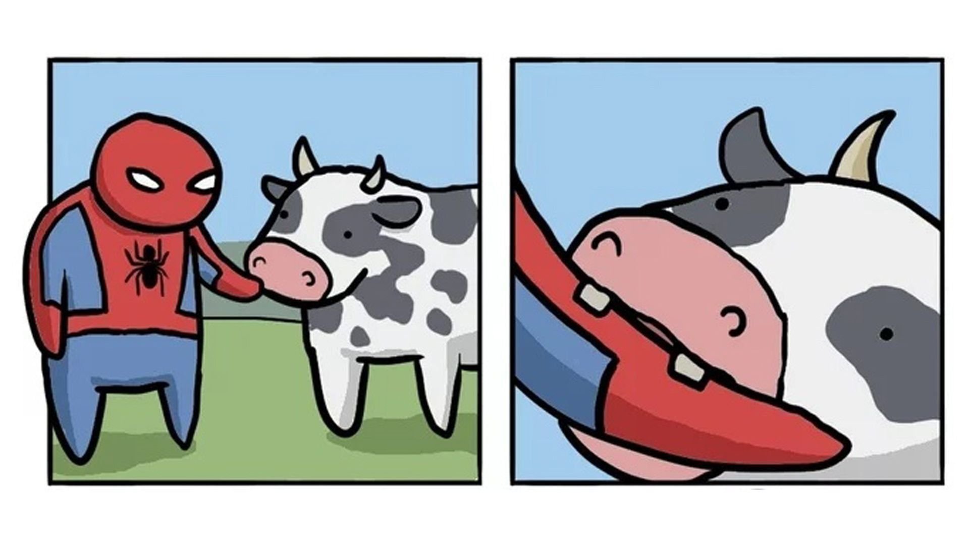 Comic cow. Корова паук. Корова человек паук. Корова комикс. Смешные комиксы про супергероев.