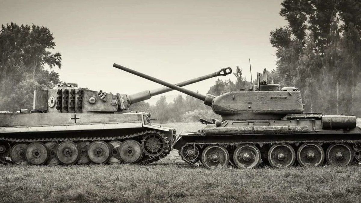 Фото танк тигр и т 34