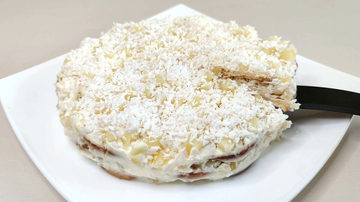 Торт из кокосовой стружки без выпечки