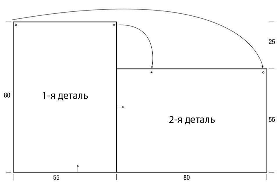 Пончо из двух прямоугольников крючком схемы