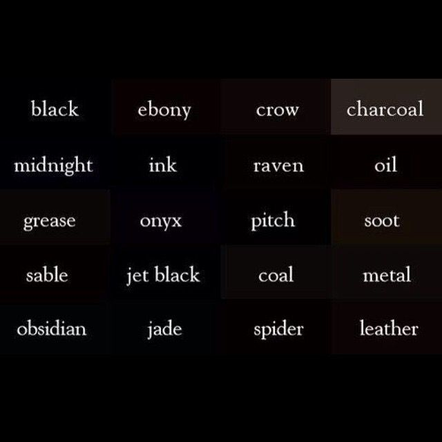 Разные названия черного цвета. Оттенки черного. Оттенки черного названия. Оттенки черного цвета. Названия черного цвета.