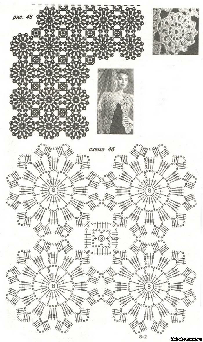 Блузка крючком из мотивов схемы