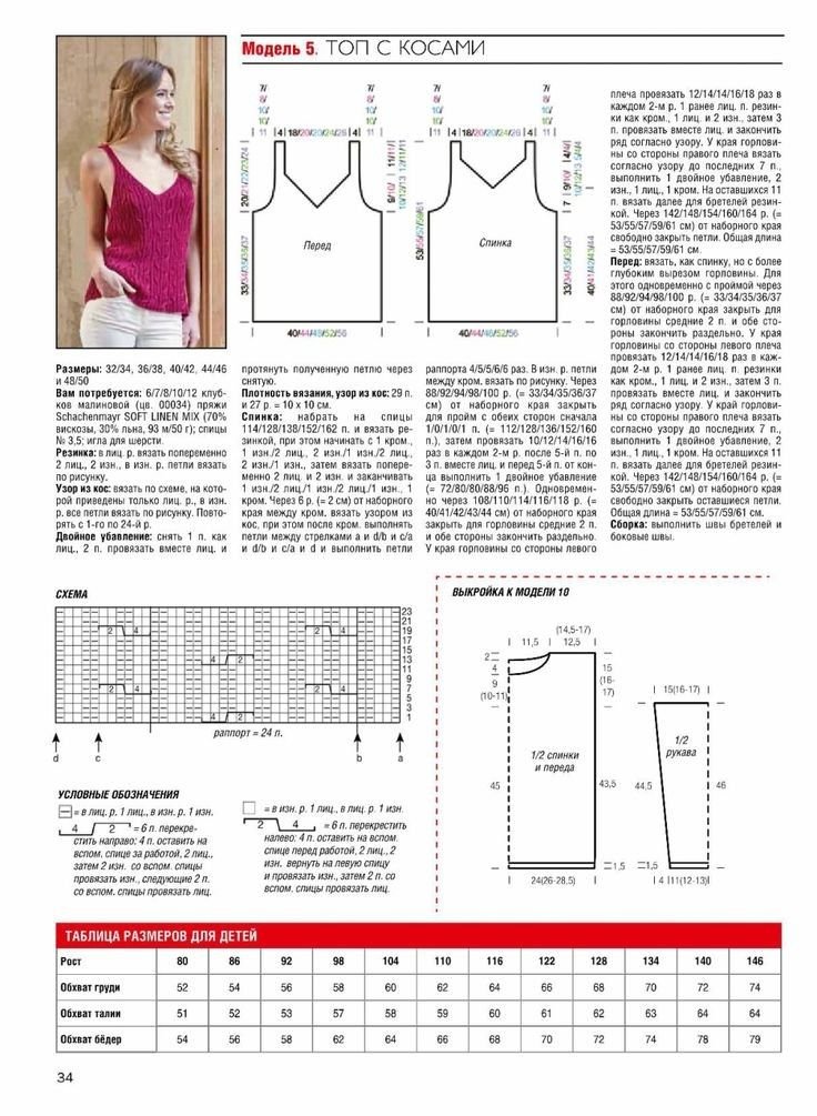 Вязание майки спицами для женщин с описанием и схемами