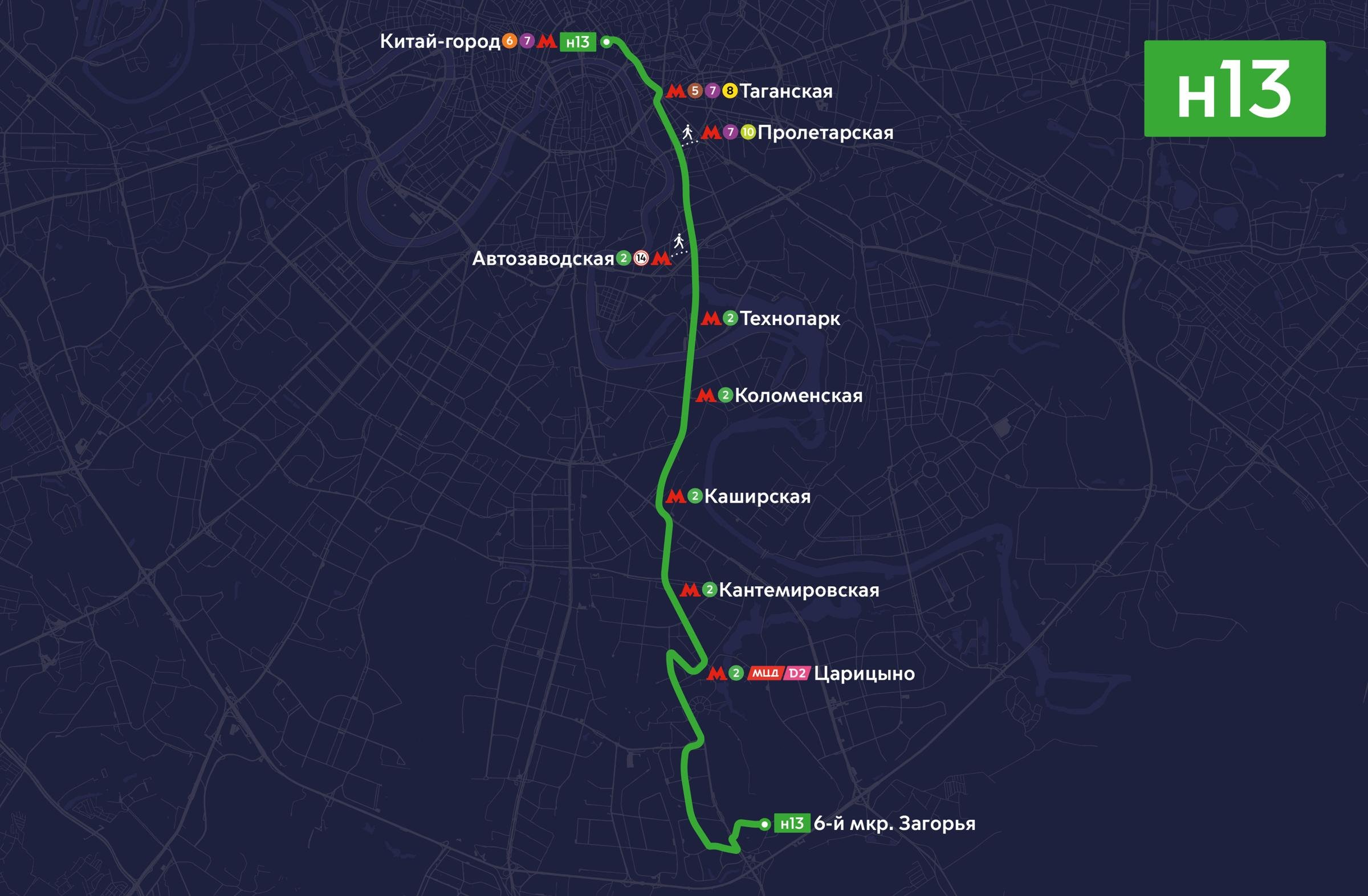 Карта ночных маршрутов москвы