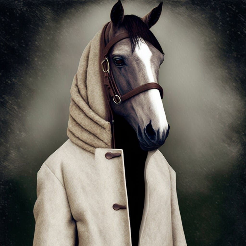 Картинка конь в пальто
