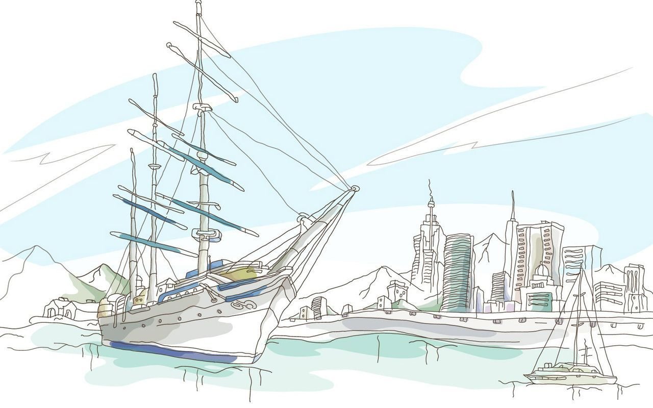 Рисунок на тему морской порт