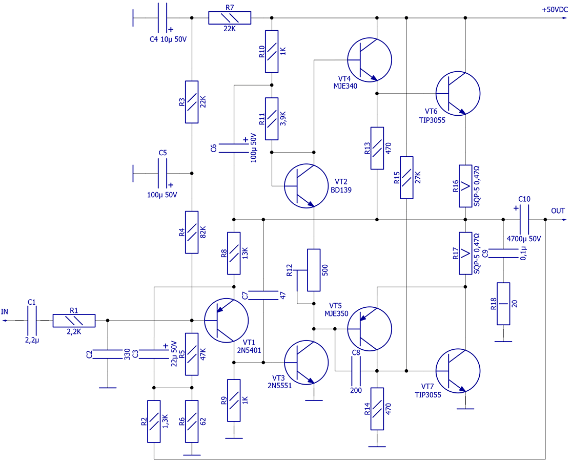 Усилитель класса а схема на транзисторах